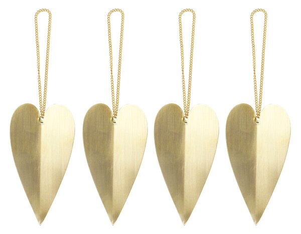 Ferm LIVING Heart brass christmas tree hanger 4-pack