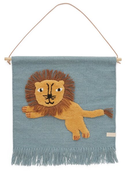 OYOY Jumping Lion wall decoration 52x55 cm Blue