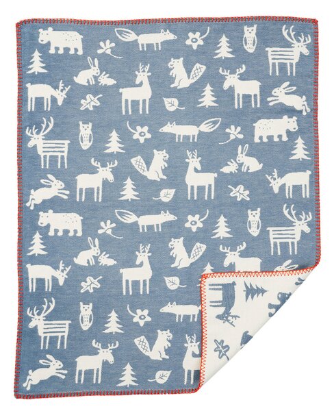 Klippan Yllefabrik Forest baby blanket cotton Blue