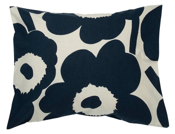 Marimekko Unikko pillowcase cotton-linen 50x60 cm natural white-dark blue