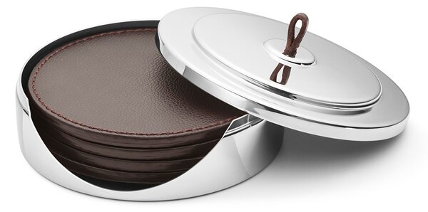 Georg Jensen Manhattan coaster 4-pack brownt leather