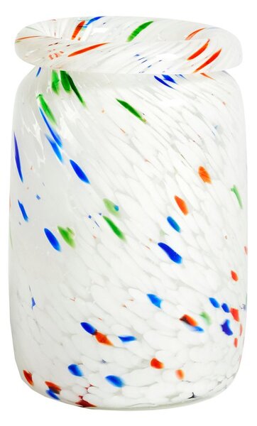 HAY Splash Roll Neck vase M 22 cm white dot (multi)