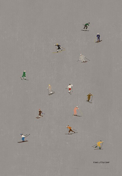 Fine Little Day Skiers poster 50x70 cm grey