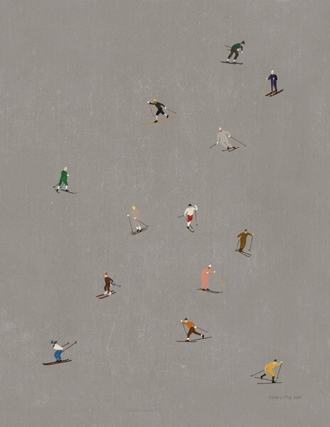 Fine Little Day Skiers poster 40x50 cm grey