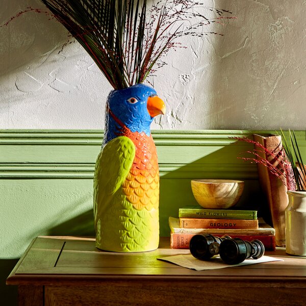 Parrot Ceramic Vase MultiColoured