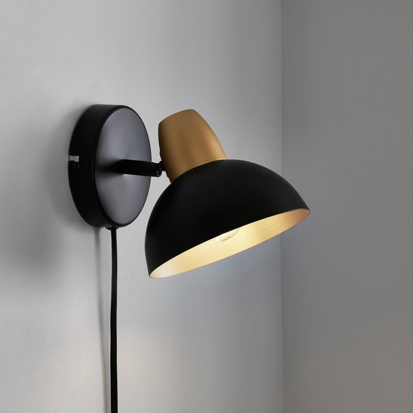 Haus Easy Fit Plug In Wall Light Black