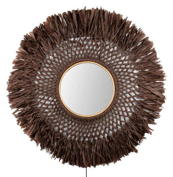 Globen Lighting Boho wall lamp with mirror Ø90 cm brown