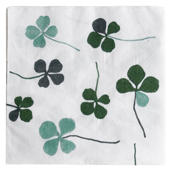 Fine Little Day Clover napkin 25 pack White-green