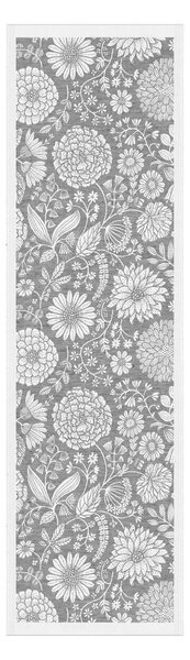 Ekelund Linneväveri Flowering table runner 35x120 cm grey