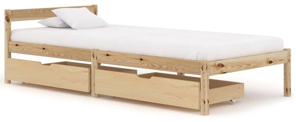 Bed Frame with 2 Drawers Solid Pine Wood 100x200 cm