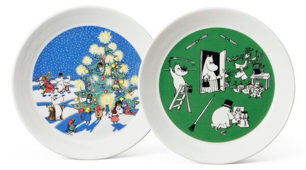 Arabia Drawing & Christmas Moomin plate 2 pieces Ø19 cm