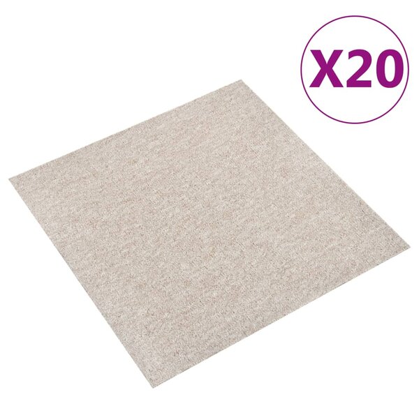 Carpet Floor Tiles 20 pcs 5 m² 50x50 cm Light Beige