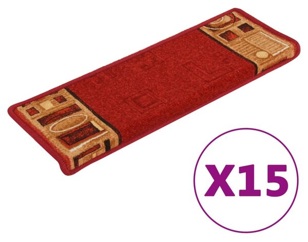 Stair Mats Self-adhesive 15 pcs 65x21x4 cm Red