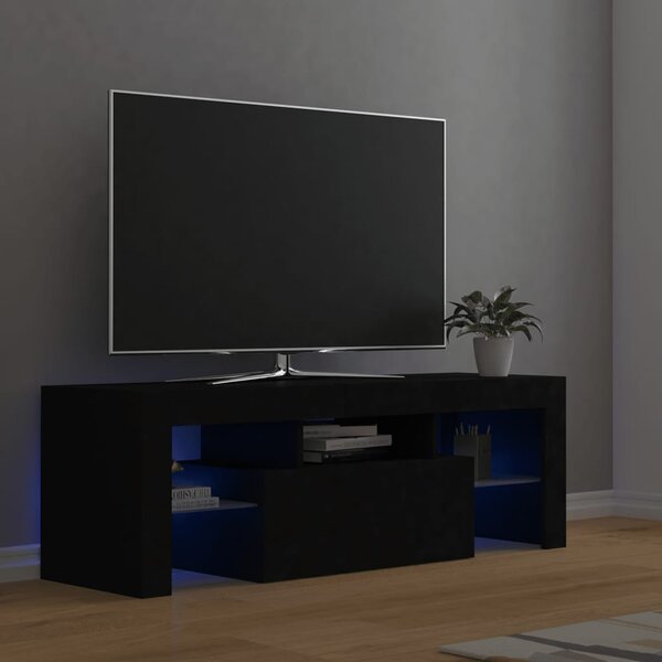 TV Cabinet with LED Lights Black 120x35x40 cm