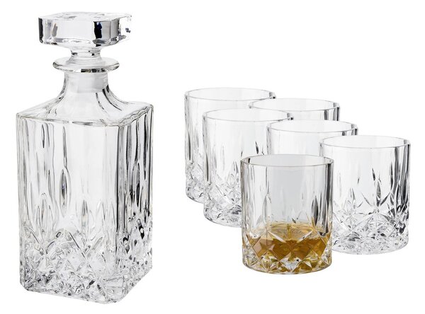 Dorre Vide whiskey set - carafe and 6 whiskey glass Chrystal Glass