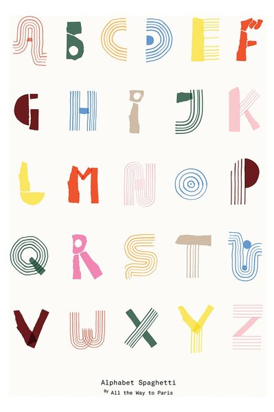 Paper Collective Alphabet Spaghetti ENG Multi-colour poster 50x70 cm