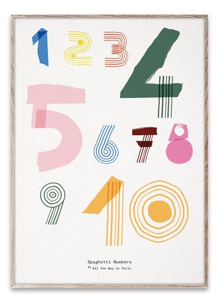 Paper Collective Spaghetti Numbers poster 50x70 cm