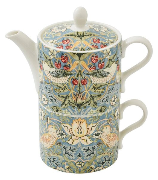 Spode Strawberry Thief teapot and teacup Grey