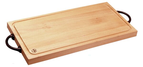 Ronneby Bruk Maestro cutting board beech cast iron handle double 25x50 cm