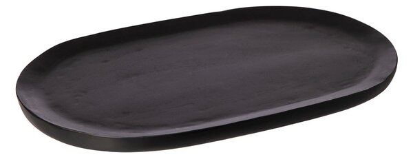 Wooden Round Black Tray with Handles