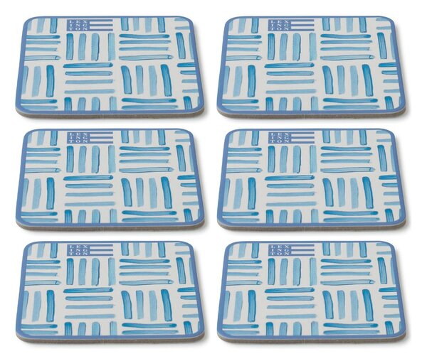 Lexington Graphic Printed coaster 6-pack Blue-White