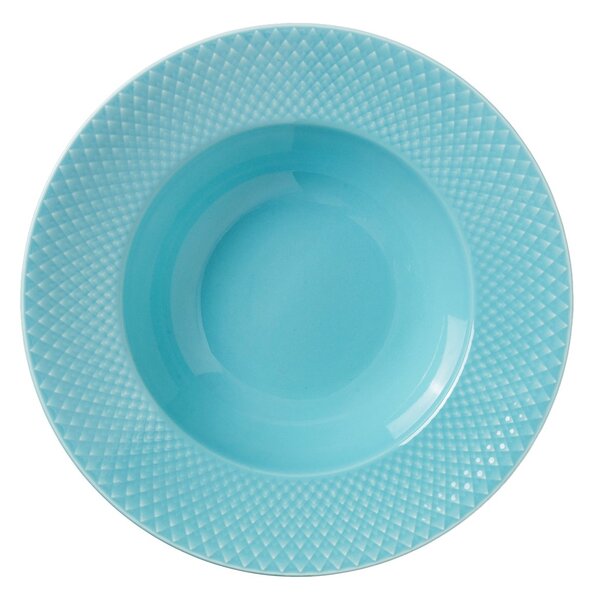 Lyngby Porcelæn Rhombe deep plate Ø24.5 cm Turquoise