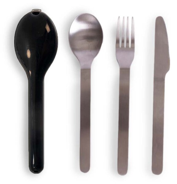 Sagaform To Go cutlery 4 pieces Black-silver