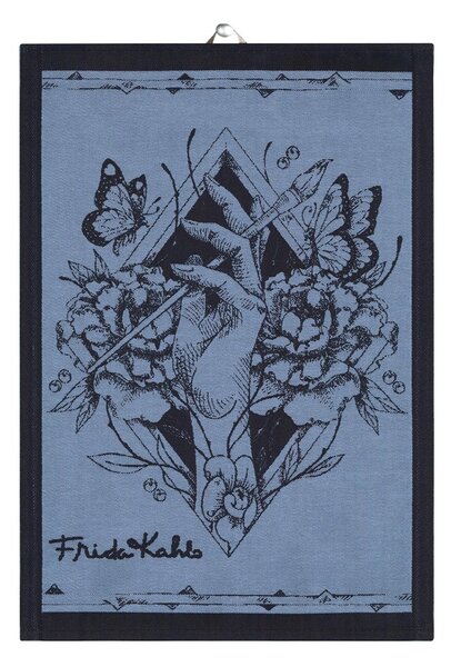 Ekelund Linneväveri Frida Kahlo Amor Al Arte kitchen towel 35x50 cm Black