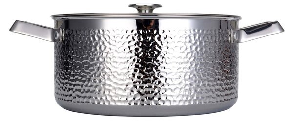 Vargen & Thor Kroma hammered chrome plated casserole pot with lid Pixel. 4 L