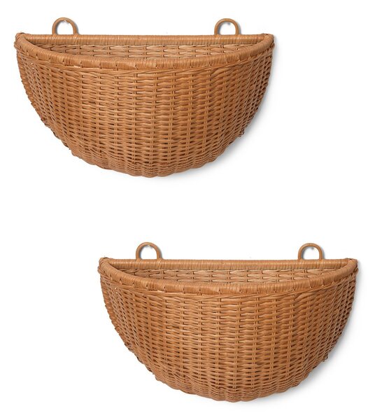 Ferm LIVING Braided wall basket 2-pack Natural