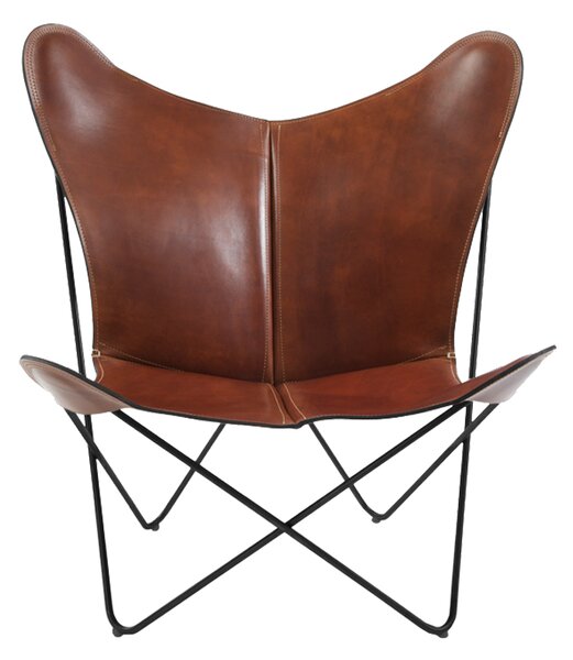 OX Denmarq Papillon bat arm chair leather cognac. black stand