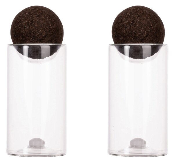 Sagaform Nature salt- and pepper set with cork stopper 2-pack Clear-dark brown