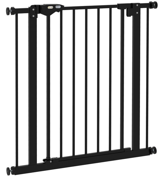 PawHut Adjustable Metal Dog Gate, Safety Barrier for Pets, 74-80cm Wide, Easy Installation, Black Aosom UK