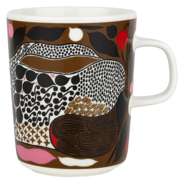 Marimekko Rusakko mug 25 cl white-brown-green-red