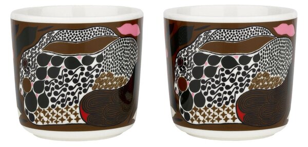 Marimekko Rusakko cup without handle 2 dl 2-pack white-brown-green-red