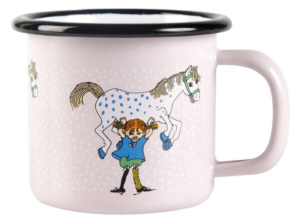 Muurla Pippi and Lilla gubben enamel mug 1.5 dl Light pink