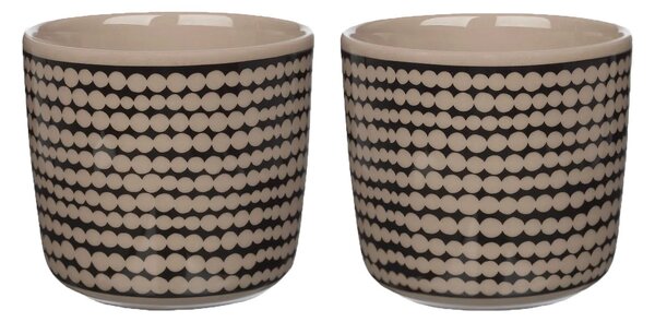 Marimekko Räsymatto handleless coffee cup 20 cl 2 pack Terra-black