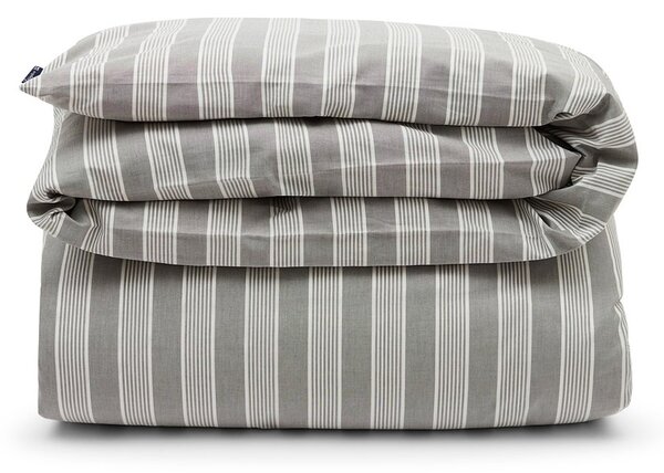 Lexington Striped lyocell and cotton duvet cover 220x220 cm Gray/Off White