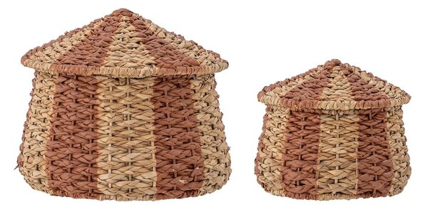 Bloomingville Ruddi basket with lid set om 2 Natural-red