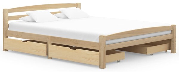 Bed Frame with 4 Drawers Solid Pinewood 160x200 cm