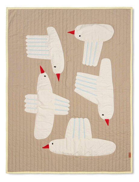 Ferm LIVING Bird quiltad throw Beige