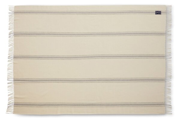 Lexington Striped recycled wool throw 130x170 cm Offwhite-grey