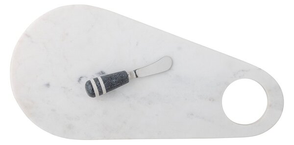 Bloomingville Abrielle cheese knife with cutting board 20x42 cm White marble-stainless steel