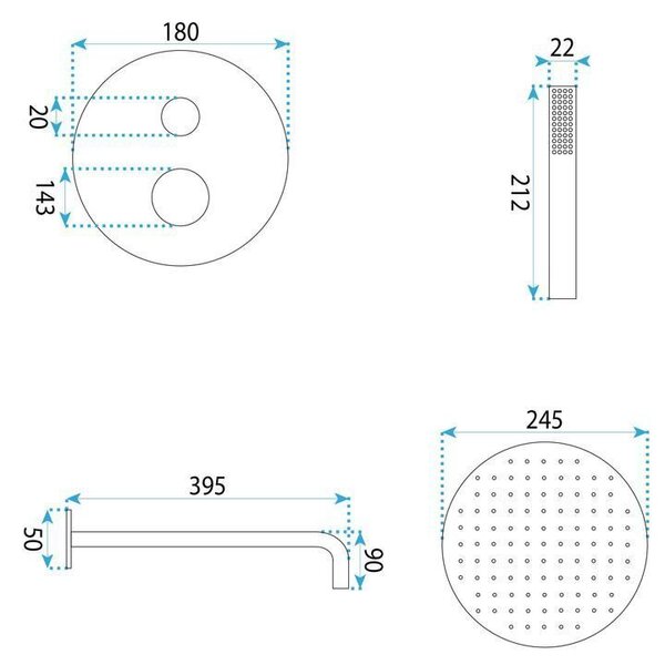 Shower system Rea Venti Copper + BOX