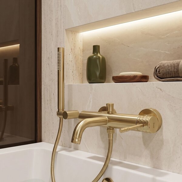 Bathroom faucet Rea Lungo Diamond Brush Gold