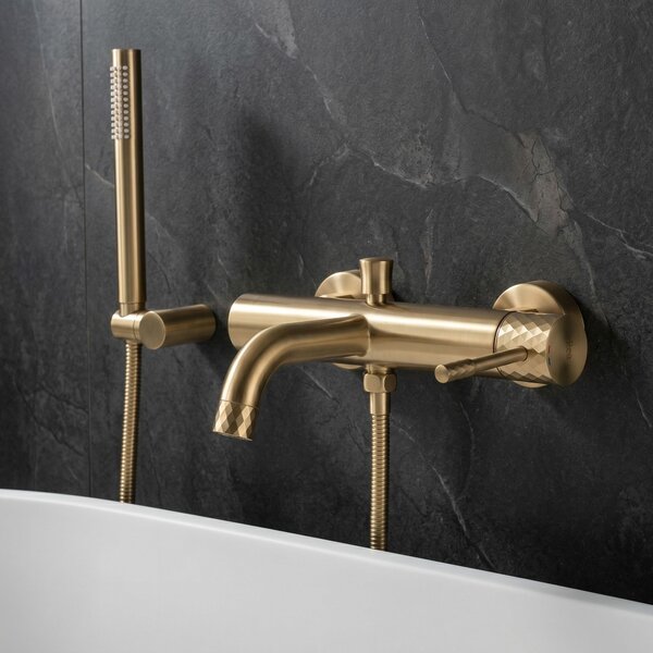 Bathroom faucet Rea Lungo Diamond Brush Gold