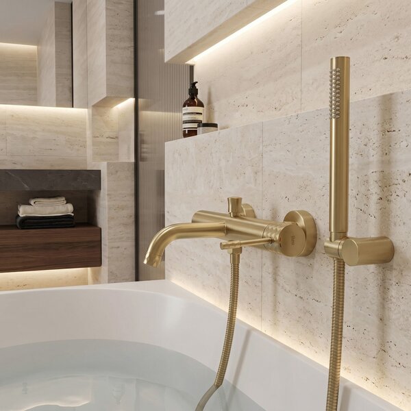 Bathroom faucet Rea Lungo Diamond Brush Gold