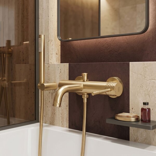 Bathroom faucet Rea Lungo Diamond Brush Gold