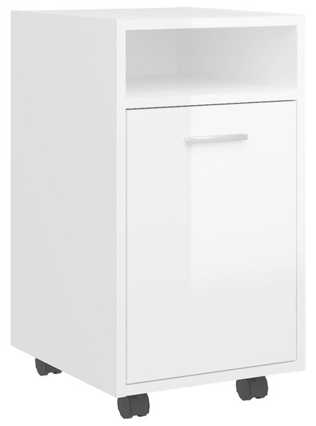 Side Cabinet with Wheels High Gloss White 33x38x60 cm Engineered Wood