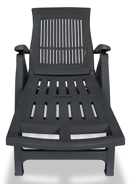 Sun Lounger with Footrest Plastic Anthracite